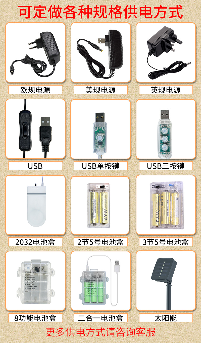 led铜线灯串供电方式
