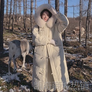 羽绒服女中长款2020秋冬新款韩版网红白鸭绒狐狸毛领宽松加厚批发