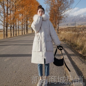 2020年秋冬季韩国新款羽绒棉服女中长款过膝派克服加厚棉衣外套