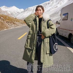 2020年秋冬季韩国新款羽绒棉服女中长款过膝派克服加厚棉衣外套