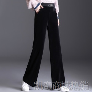 金丝绒阔腿裤女2020年新款秋冬加绒高腰裤子女直筒垂坠感休闲长裤