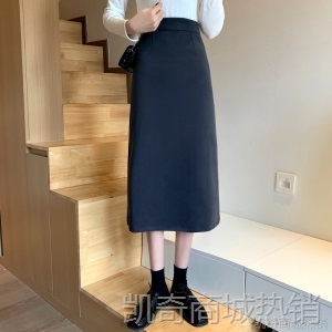 实拍 女秋冬2020新款高腰显瘦一步裙包臀A字裙小个子短裙中长裙