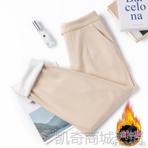 毛呢裤子女秋冬2020新款显瘦百搭加绒休闲裤西装萝卜裤哈伦裤长裤