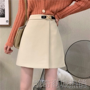 毛呢半身裙女秋冬季外穿包臀短裙2020新款高腰显瘦a字裙黑色裙子