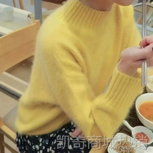 2020秋冬跨境女装半高领毛衣打底衫宽松外套仿貂绒加厚套头貂毛衣