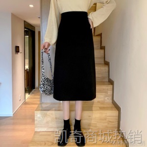 实拍 女秋冬2020新款高腰显瘦一步裙包臀A字裙小个子短裙中长裙