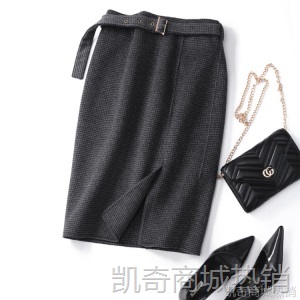 手工双面羊毛半裙毛呢半身裙短裙2020秋冬半身裙女装一件代发