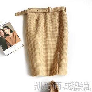 手工双面羊毛半裙毛呢半身裙短裙2020秋冬半身裙女装一件代发