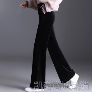 金丝绒阔腿裤女2020年新款秋冬加绒高腰裤子女直筒垂坠感休闲长裤