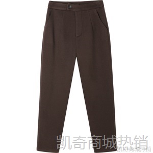 毛呢裤子女秋冬2020新款显瘦百搭加绒休闲裤西装萝卜裤哈伦裤长裤