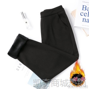 毛呢裤子女秋冬2020新款显瘦百搭加绒休闲裤西装萝卜裤哈伦裤长裤