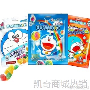 碧富哆啦A梦彩虹网红棒棒糖100g什锦水果味马来西亚儿童糖果批发
