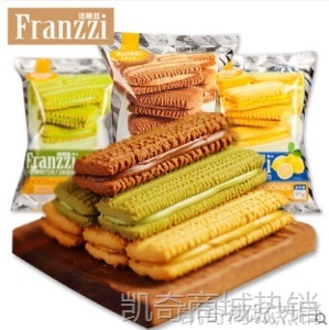 Franzzi法丽兹抹茶慕斯巧克力味曲奇饼干蛋糕休闲零食95g/袋代发