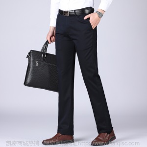 男士夏商务直筒冰丝棉莫代尔抗皱薄款宽松裤子休闲西裤弹力CF