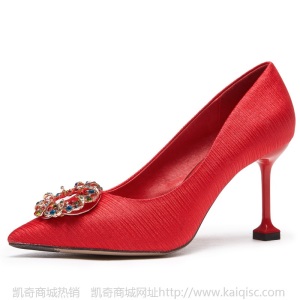 尖头欧美红色女式时装单鞋结婚鞋2020年新款新娘鞋婚纱高跟鞋细跟