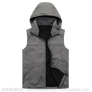 秋冬季户外时尚男女单层登山服 薄款简约套帽背心连帽冲锋衣马甲