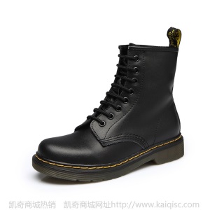 靴子女秋冬机车皮靴平底低跟英伦马丁靴女中筒女情侣短靴女