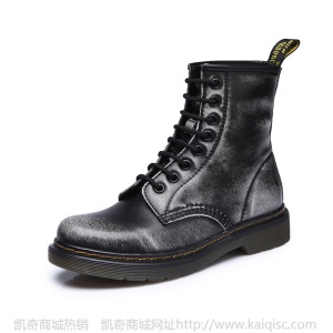 靴子女秋冬机车皮靴平底低跟英伦马丁靴女中筒女情侣短靴女