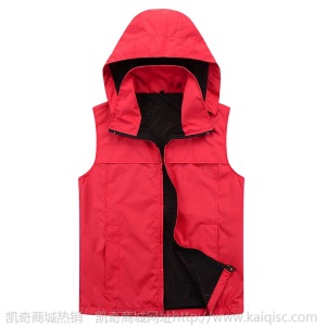 秋冬季户外时尚男女单层登山服 薄款简约套帽背心连帽冲锋衣马甲