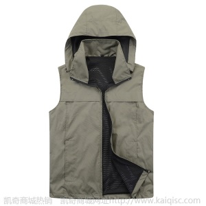 秋冬季户外时尚男女单层登山服 薄款简约套帽背心连帽冲锋衣马甲