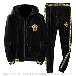 厂家直销刺绣连帽套装2020冬季新品加厚双面绒男休闲运动套装