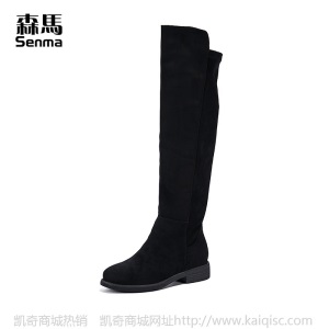 森马长筒马丁靴女英伦风秋冬季高筒瘦瘦平底瘦腿过膝长靴女弹力靴