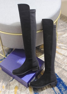 SW5050中跟长靴女过膝2018秋冬弹力长筒靴粗跟瘦腿系带高筒靴子潮