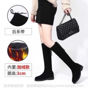 长筒靴女2020秋冬不过膝弹力靴加绒过膝长靴平底高筒靴女