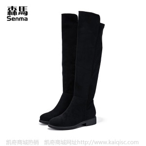 森马长筒马丁靴女英伦风秋冬季高筒瘦瘦平底瘦腿过膝长靴女弹力靴