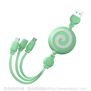 液态硅胶一拖三数据线 适用苹果安卓type-c三合一充电线礼品定制