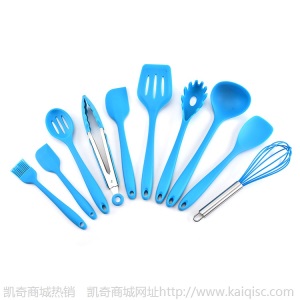 现货硅胶厨具套装烘焙工具10件套硅胶刮刀铲勺油刷食物夹等十件套