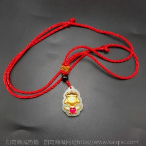 金镶玉天使吊坠黄金镶嵌和田玉红宝石天使宝宝吊坠活动礼品批发礼