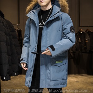 男士中长款羽绒服新款帅气潮流加厚冬季潮牌情侣款保暖外套