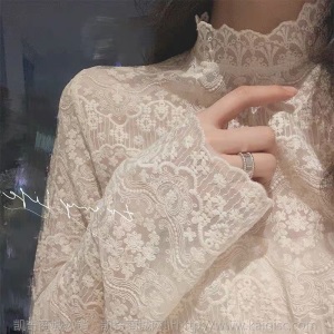白色蕾丝网纱打底衫女装秋冬季内搭2020新款洋气长袖百搭小上衣服