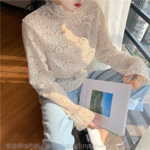 细节满满~精致小立领蕾丝钩花衬衫衬衣女内搭伴侣打底衫