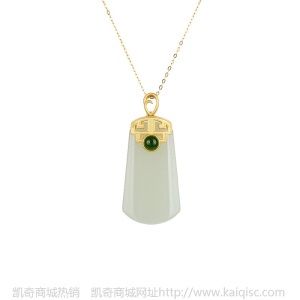 金满仓和田玉无事牌吊坠项链女款金镶玉吊坠复古个性玉挂件送女友