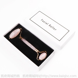 批发玉石按摩滚轮脸部美容仪 粉晶刮痧玉石按摩器 玉石滚轮套装