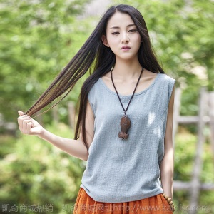 2020春夏新品念百秀纺女装文艺宽松棉麻竹节麻女式无袖背心吊带