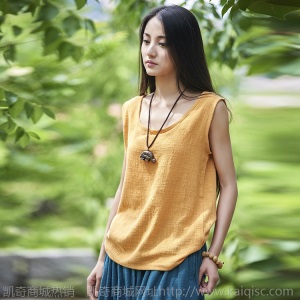 2020春夏新品念百秀纺女装文艺宽松棉麻竹节麻女式无袖背心吊带