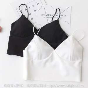 新款网红修身内搭V领吊带背心女式打底裹胸带胸垫无袖小背心外穿