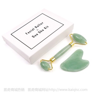批发玉石按摩滚轮脸部美容仪 粉晶刮痧玉石按摩器 玉石滚轮套装