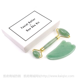 批发玉石按摩滚轮脸部美容仪 粉晶刮痧玉石按摩器 玉石滚轮套装