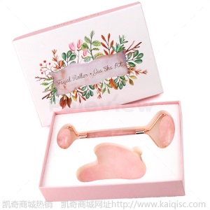 批发玉石按摩滚轮脸部美容仪 粉晶刮痧玉石按摩器 玉石滚轮套装