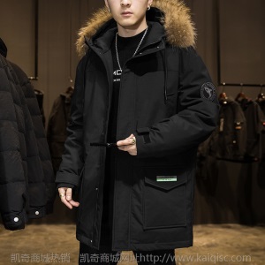 男士中长款羽绒服新款帅气潮流加厚冬季潮牌情侣款保暖外套
