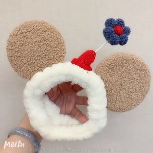 果壳同款小花发带 米奇毛绒卡通美妆洗脸发箍 束发带发饰品批发