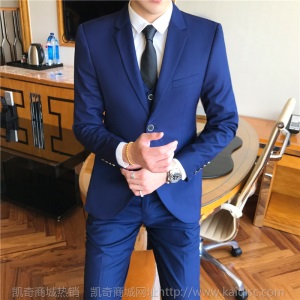 西服套装男士三件套韩版修身小西装商务休闲职业正装新郎结婚礼服