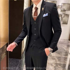 新款男士西服套装韩版商务休闲西服三件套结婚礼服新郎修身西装男