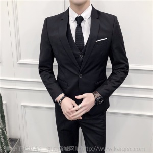 男士三件套西服套装男修身小西装职业正装伴郎服新郎结婚礼服高档