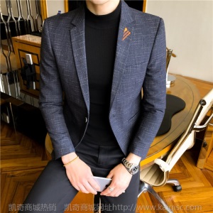 韩版潮流休闲西服男士外套春秋季潮流新款青年修身小西装单西上衣