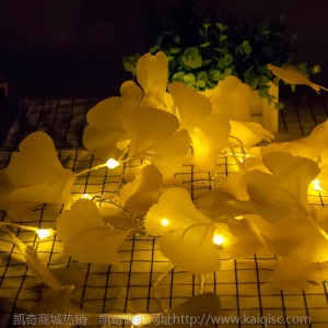 厂家直销LED银杏叶灯串 新年装饰节日彩灯电池盒灯串亮化工程批发